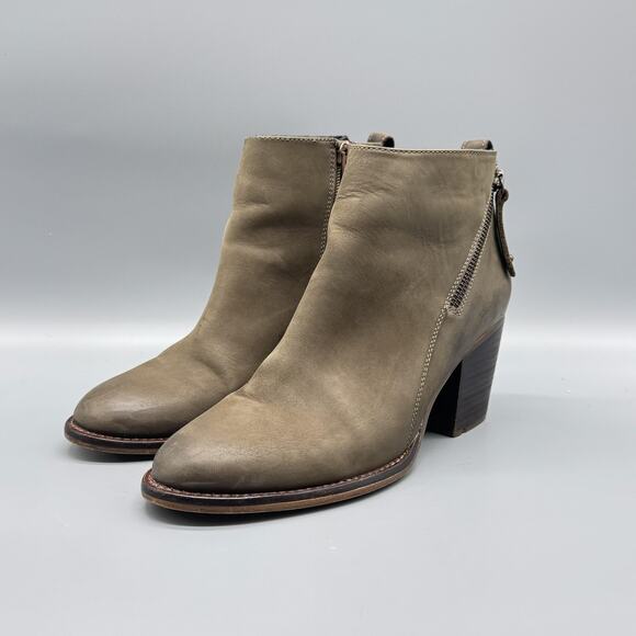 Blondo Boots Womens 8 Brown Waterproof Leather Ankle Side Zip Nivada Block Heel - Picture 4 of 10